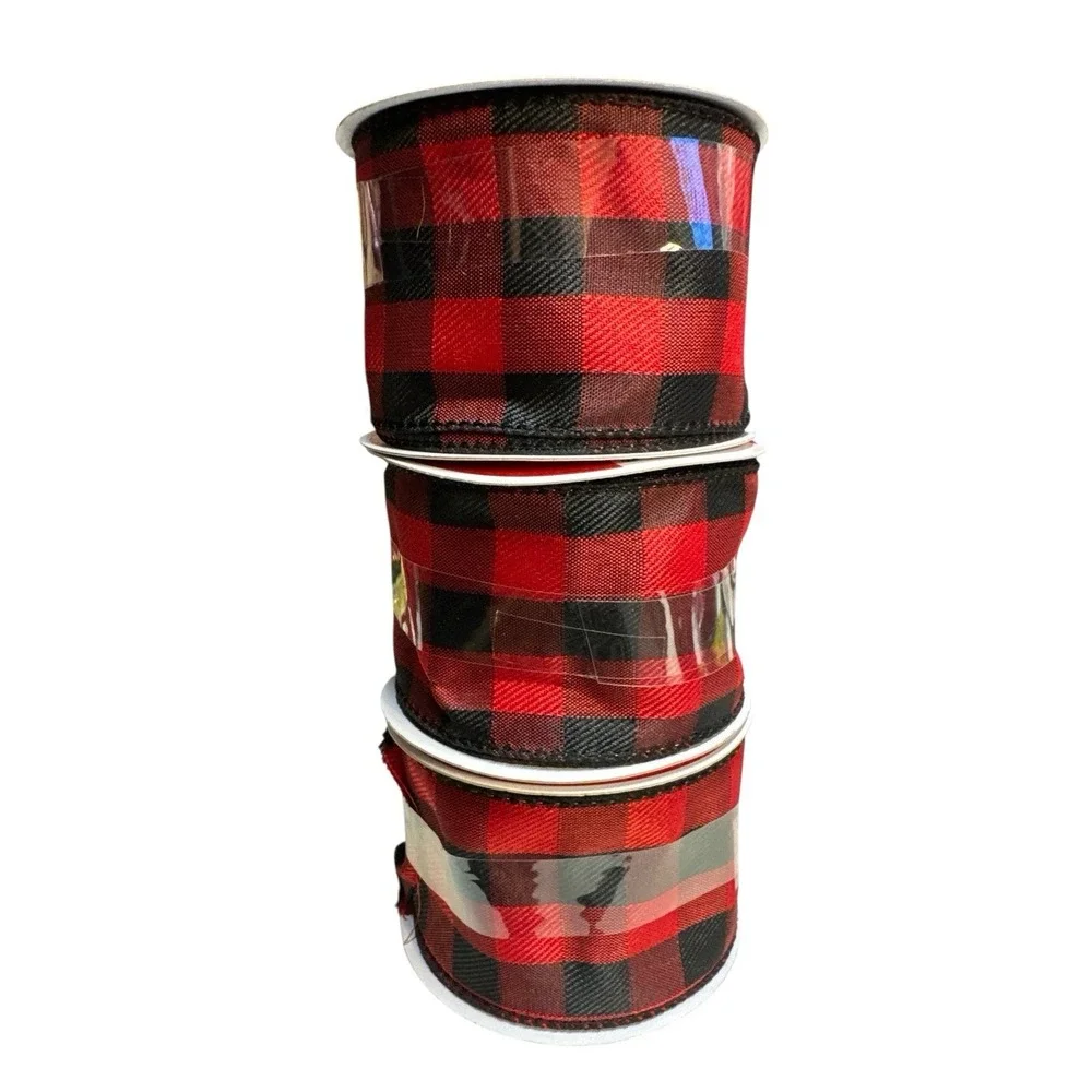 Bundle of 3 Red Checkered Red/Black Ribbon 3Pcs New‎ 2.5